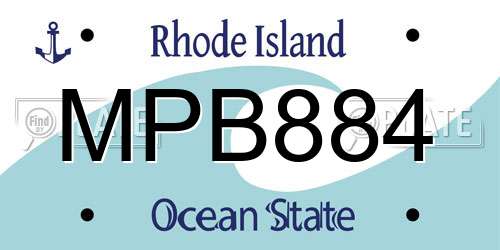 MPB884 Rhode Island License Plate