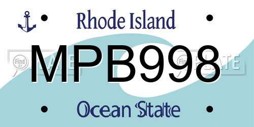 MPB998 Rhode Island License Plate