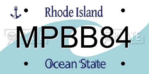 MPBB84 Rhode Island License Plate