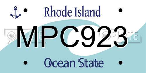 MPC923 Rhode Island License Plate