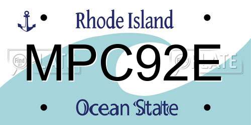 MPC92E Rhode Island License Plate