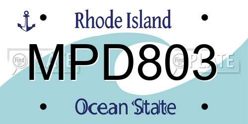 MPD803 Rhode Island License Plate