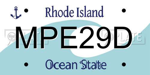 MPE29D Rhode Island License Plate