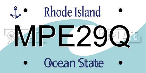 MPE29Q Rhode Island License Plate