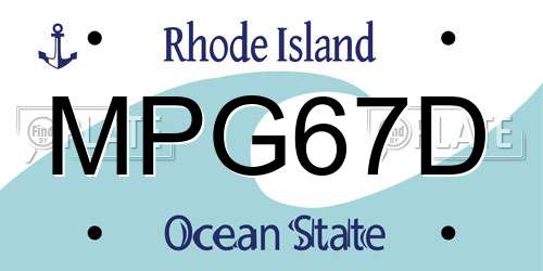 MPG67D Rhode Island License Plate