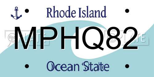 MPHQ82 Rhode Island License Plate