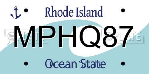 MPHQ87 Rhode Island License Plate
