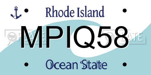 MPIQ58 Rhode Island License Plate