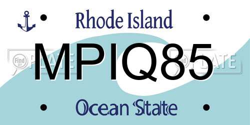 MPIQ85 Rhode Island License Plate