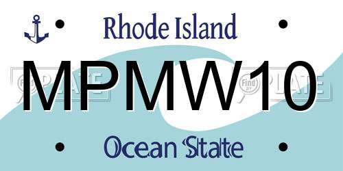 MPMW10 Rhode Island License Plate
