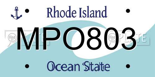 MPO803 Rhode Island License Plate