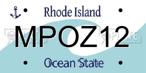 MPOZ12 Rhode Island License Plate