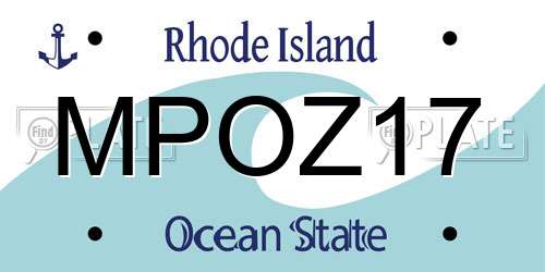 MPOZ17 Rhode Island License Plate