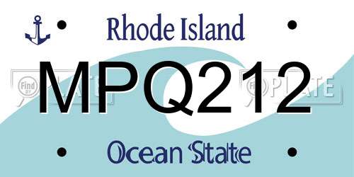 MPQ212 Rhode Island License Plate
