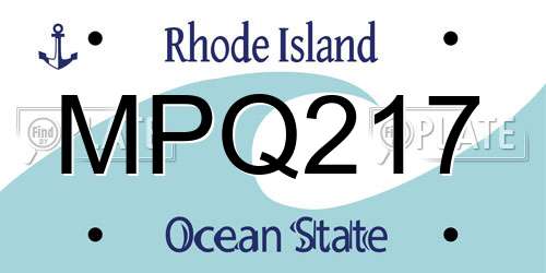 MPQ217 Rhode Island License Plate