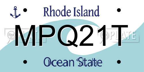 MPQ21T Rhode Island License Plate