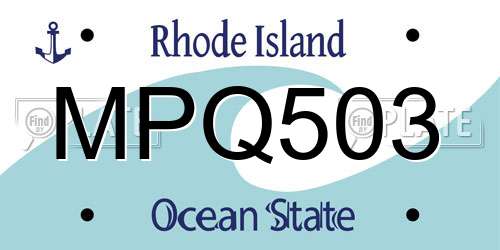 MPQ503 Rhode Island License Plate