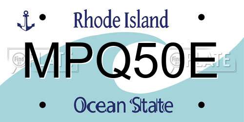 MPQ50E Rhode Island License Plate