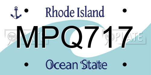 MPQ717 Rhode Island License Plate