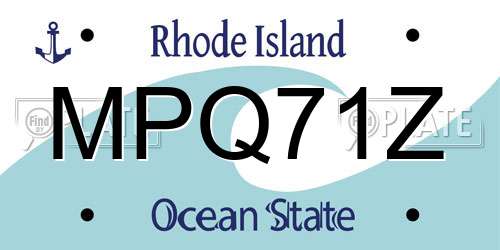 MPQ71Z Rhode Island License Plate