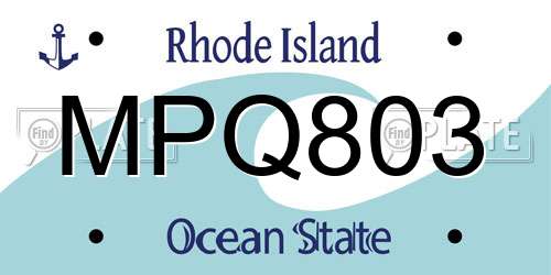 MPQ803 Rhode Island License Plate