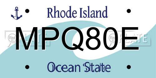 MPQ80E Rhode Island License Plate