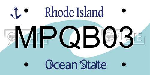 MPQB03 Rhode Island License Plate
