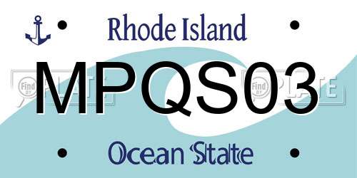 MPQS03 Rhode Island License Plate