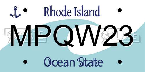 MPQW23 Rhode Island License Plate