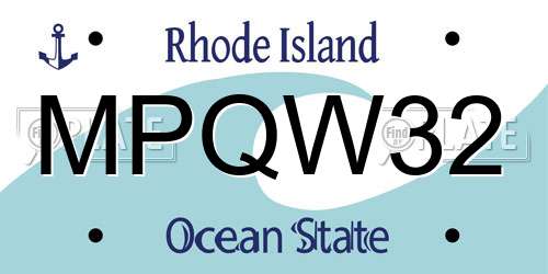MPQW32 Rhode Island License Plate