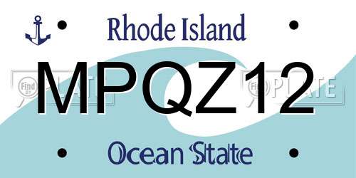 MPQZ12 Rhode Island License Plate