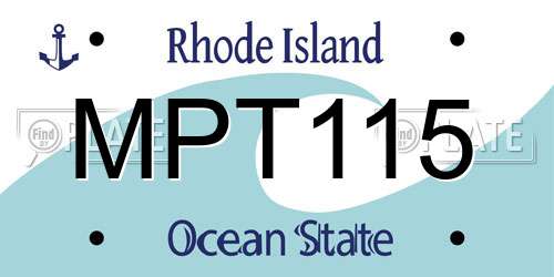MPT115 Rhode Island License Plate