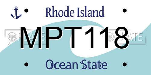 MPT118 Rhode Island License Plate