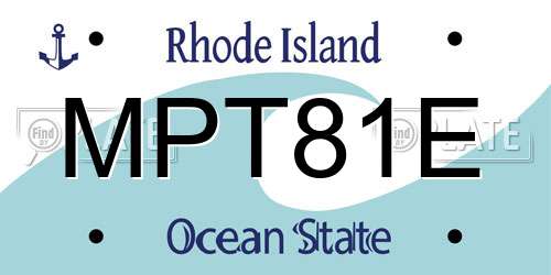 MPT81E Rhode Island License Plate