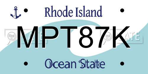 MPT87K Rhode Island License Plate