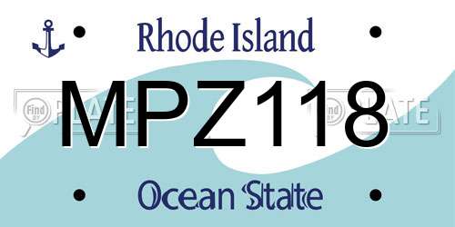 MPZ118 Rhode Island License Plate