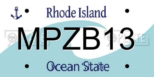 MPZB13 Rhode Island License Plate