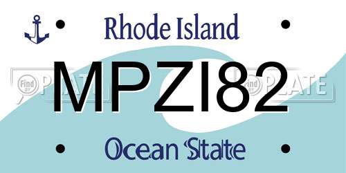 MPZI82 Rhode Island License Plate