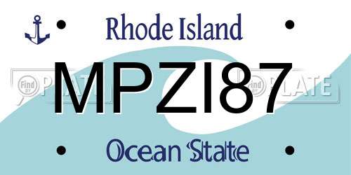 MPZI87 Rhode Island License Plate