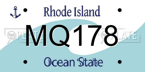 MQ178 Rhode Island License Plate