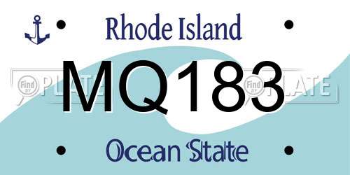 MQ183 Rhode Island License Plate