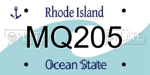 MQ205 Rhode Island License Plate