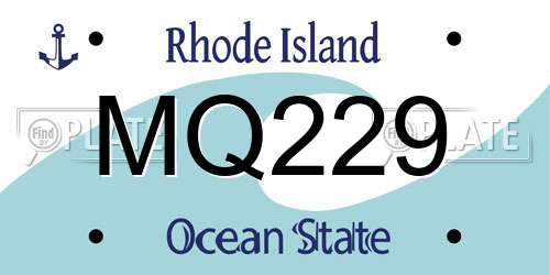 MQ229 Rhode Island License Plate