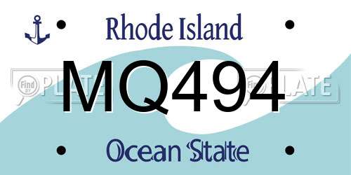 MQ494 Rhode Island License Plate