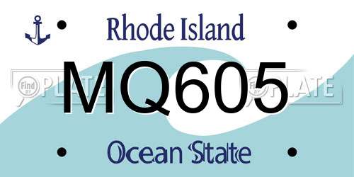 MQ605 Rhode Island License Plate
