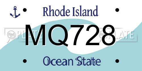 MQ728 Rhode Island License Plate