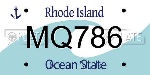 MQ786 Rhode Island License Plate