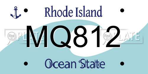 MQ812 Rhode Island License Plate