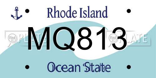 MQ813 Rhode Island License Plate