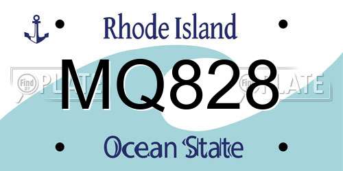 MQ828 Rhode Island License Plate